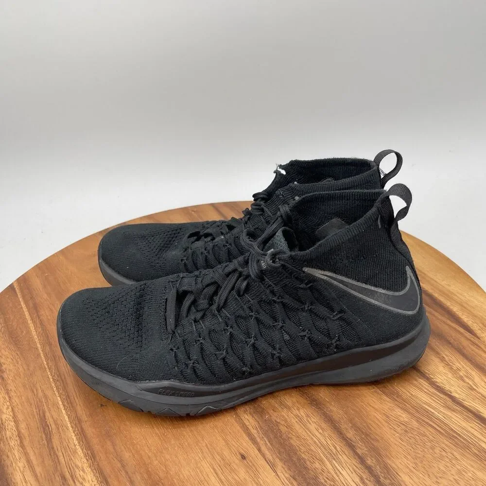 Nike Train Ultrafast Flyknit Shoes Mens Size 8 Triple Black Running Comfort Gym